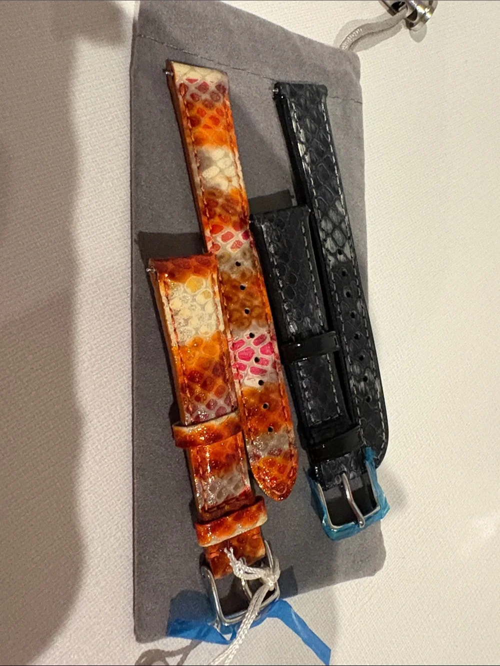 Michele Black and Amber Watch Strap Duo